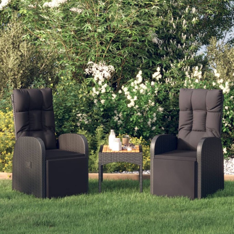 vidaXL Gartensessel mit Kissen 2 Stk. Verstellbar Schwarz Poly Rattan vidaXL Gartensessel mit Kissen 2 Stk. Verstellbar Schwarz Poly Rattan