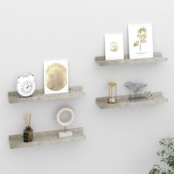 vidaXL Wandregale 4 Stk. Betongrau 40x9x3 cm