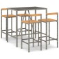 vidaXL 5-tlg. Gartenbar-Set Grau Poly Rattan & Massivholz Akazie vidaXL 5-tlg. Gartenbar-Set Grau Poly Rattan & Massivholz Akazie