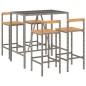 vidaXL 5-tlg. Gartenbar-Set Grau Poly Rattan & Massivholz Akazie vidaXL 5-tlg. Gartenbar-Set Grau Poly Rattan & Massivholz Akazie