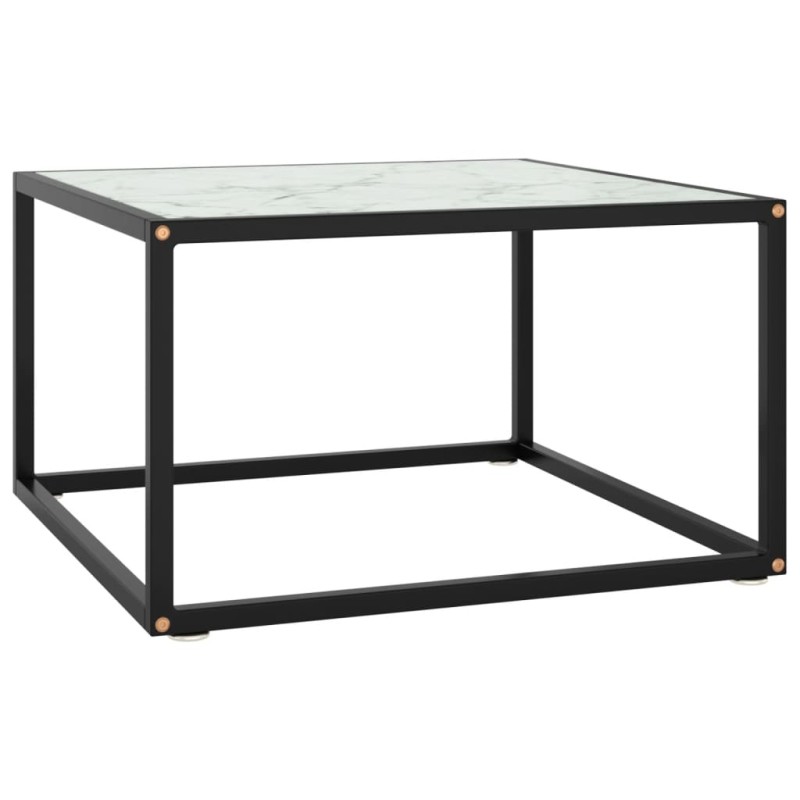 vidaXL Couchtisch Schwarz mit Weißem Glas in Marmor-Optik 60x60x35 cm vidaXL Couchtisch Schwarz mit Weißem Glas in Marmor-Optik 60x60x35 cm