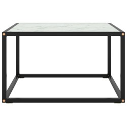 vidaXL Couchtisch Schwarz mit Weißem Glas in Marmor-Optik 60x60x35 cm