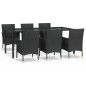 vidaXL 7-tlg. Garten-Essgruppe mit Kissen Schwarz Poly Rattan vidaXL 7-tlg. Garten-Essgruppe mit Kissen Schwarz Poly Rattan