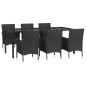 vidaXL 7-tlg. Garten-Essgruppe mit Kissen Schwarz Poly Rattan vidaXL 7-tlg. Garten-Essgruppe mit Kissen Schwarz Poly Rattan