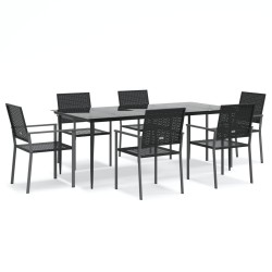 vidaXL 7-tlg. Garten-Essgruppe Poly Rattan und Stahl