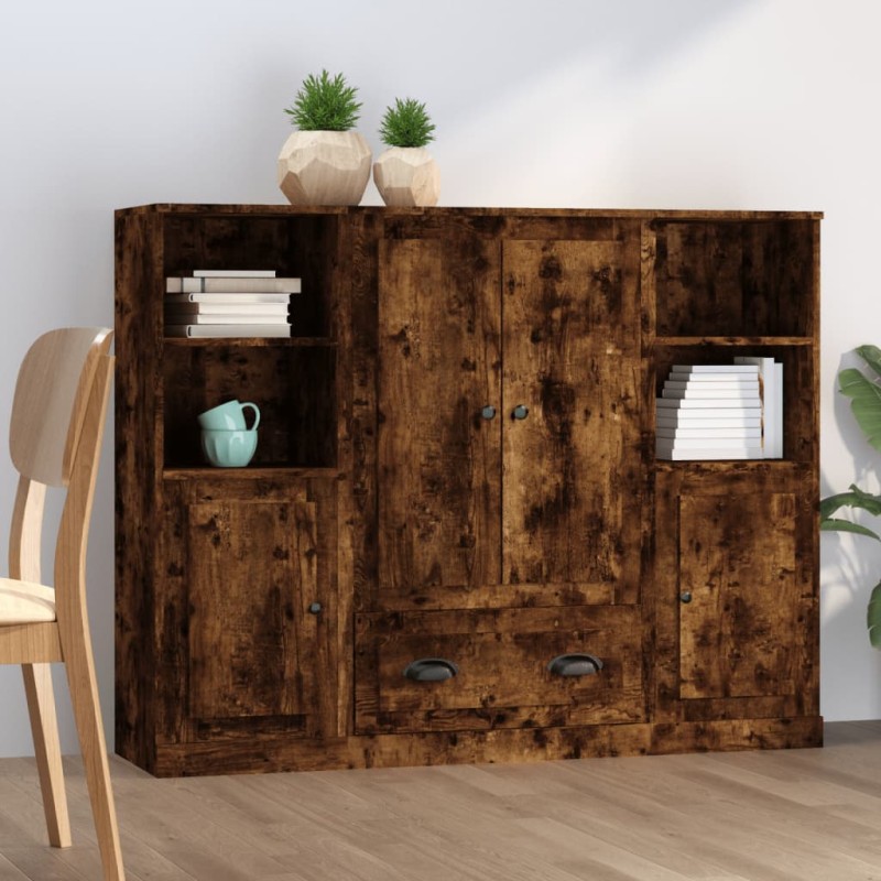 vidaXL Highboards 3 Stk. Räuchereiche Holzwerkstoff vidaXL Highboards 3 Stk. Räuchereiche Holzwerkstoff
