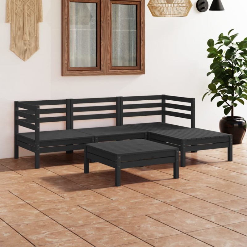 vidaXL 5-tlg. Garten-Lounge-Set Massivholz Kiefer Schwarz vidaXL 5-tlg. Garten-Lounge-Set Massivholz Kiefer Schwarz