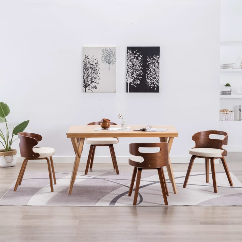 Esszimmerstühle 4 Stk. Creme Bugholz und Kunstleder Esszimmerstühle 4 Stk. Creme Bugholz und Kunstleder