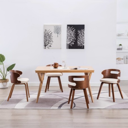 Esszimmerstühle 4 Stk. Creme Bugholz und Kunstleder