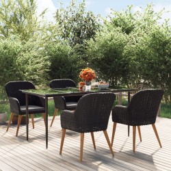 vidaXL 5-tlg. Garten-Essgruppe mit Kissen Schwarz
