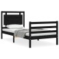 vidaXL Massivholzbett mit Kopfteil Schwarz 90x200 cm vidaXL Massivholzbett mit Kopfteil Schwarz 90x200 cm