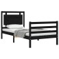 vidaXL Massivholzbett mit Kopfteil Schwarz 90x200 cm vidaXL Massivholzbett mit Kopfteil Schwarz 90x200 cm