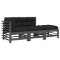 vidaXL 3-tlg. Garten-Lounge-Set mit Kissen Grau Massivholz vidaXL 3-tlg. Garten-Lounge-Set mit Kissen Grau Massivholz