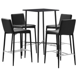 5-tlg. Bar-Set Kunstleder Schwarz