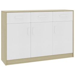 vidaXL Sideboard Weiß Sonoma-Eiche 110x30x75 cm Holzwerkstoff