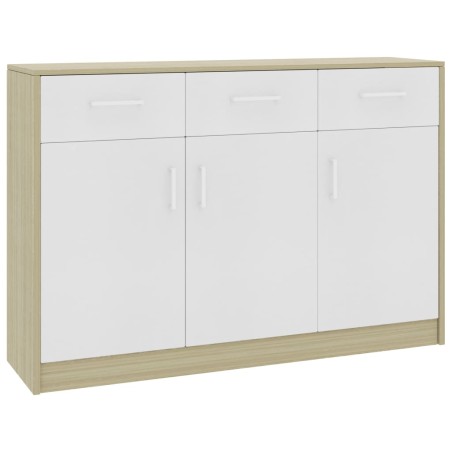 vidaXL Sideboard Weiß Sonoma-Eiche 110x30x75 cm Holzwerkstoff