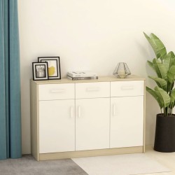vidaXL Sideboard Weiß Sonoma-Eiche 110x30x75 cm Holzwerkstoff