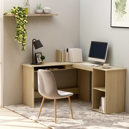 vidaXL Eckschreibtisch L-Form Sonoma-Eiche 120x140x75 cm Holzwerkstoff