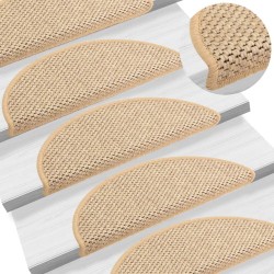 vidaXL Treppenmatten Selbstklebend Sisal 15 Stk. 56x17x3 cm Hellbeige