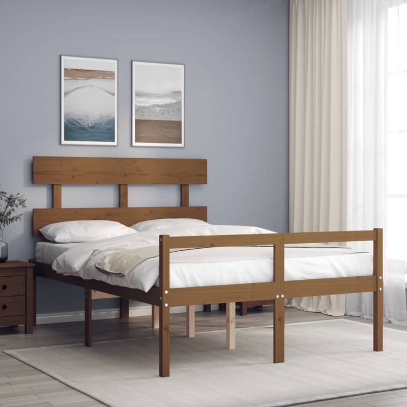 vidaXL Massivholzbett mit Kopfteil Honigbraun vidaXL Massivholzbett mit Kopfteil Honigbraun