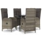 vidaXL 5-tlg. Garten-Essgruppe mit Kissen Schwarz und Grau Poly Rattan vidaXL 5-tlg. Garten-Essgruppe mit Kissen Schwarz und Grau Poly Rattan