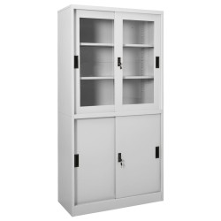 vidaXL Büroschrank mit Schiebetür Hellgrau 90x40x180 cm Stahl 