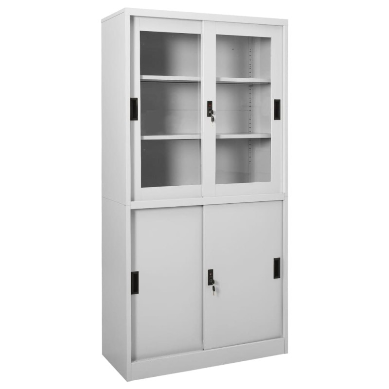 vidaXL Büroschrank mit Schiebetür Hellgrau 90x40x180 cm Stahl vidaXL Büroschrank mit Schiebetür Hellgrau 90x40x180 cm Stahl