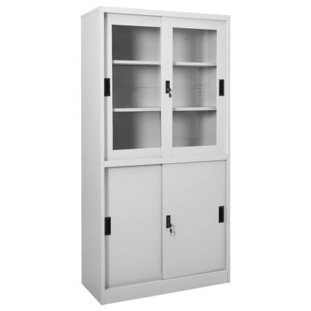 vidaXL Büroschrank mit Schiebetür Hellgrau 90x40x180 cm Stahl 