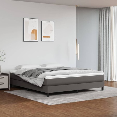 vidaXL Boxspringbett mit Matratze Grau 180x200 cm Kunstleder