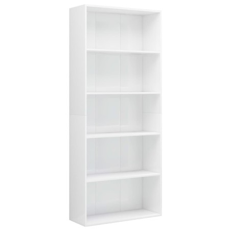 vidaXL Bücherregal 5 Fächer Hochglanz-Weiß 80x30x189 cm Holzwerkstoff