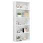 vidaXL Bücherregal 5 Fächer Hochglanz-Weiß 80x30x189 cm Holzwerkstoff vidaXL Bücherregal 5 Fächer Hochglanz-Weiß 80x30x189 cm Holzwerkstoff