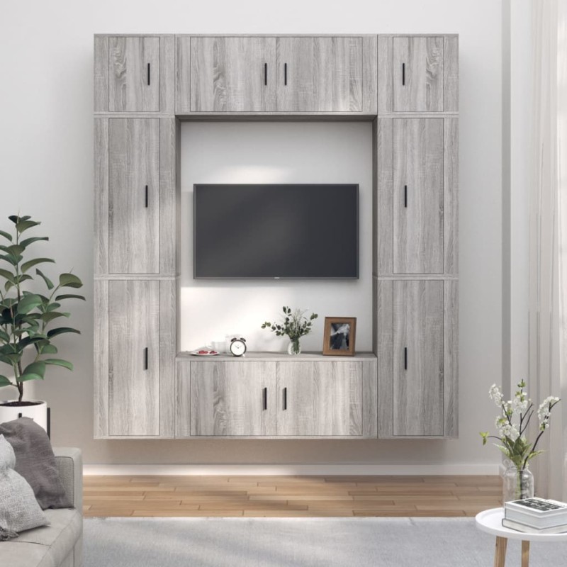 vidaXL 8-tlg. TV-Schrank-Set Grau Sonoma Holzwerkstoff vidaXL 8-tlg. TV-Schrank-Set Grau Sonoma Holzwerkstoff