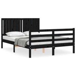 vidaXL Massivholzbett mit Kopfteil Schwarz 140x200 cm
