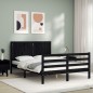 vidaXL Massivholzbett mit Kopfteil Schwarz 140x200 cm vidaXL Massivholzbett mit Kopfteil Schwarz 140x200 cm