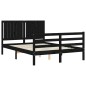 vidaXL Massivholzbett mit Kopfteil Schwarz 140x200 cm vidaXL Massivholzbett mit Kopfteil Schwarz 140x200 cm
