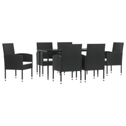 vidaXL 7-tlg. Garten-Essgruppe Schwarz Poly Rattan und Stahl