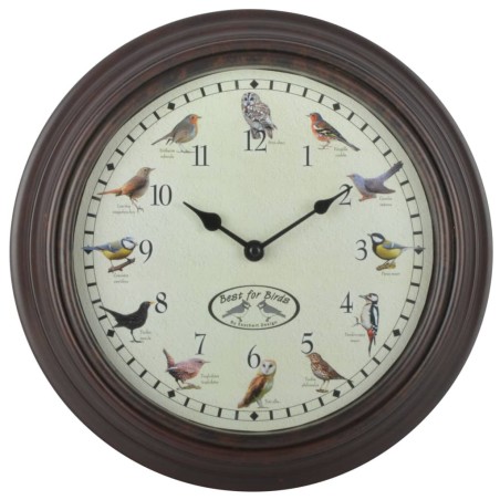 Esschert Design Uhr mit Vogelgezwitscher 