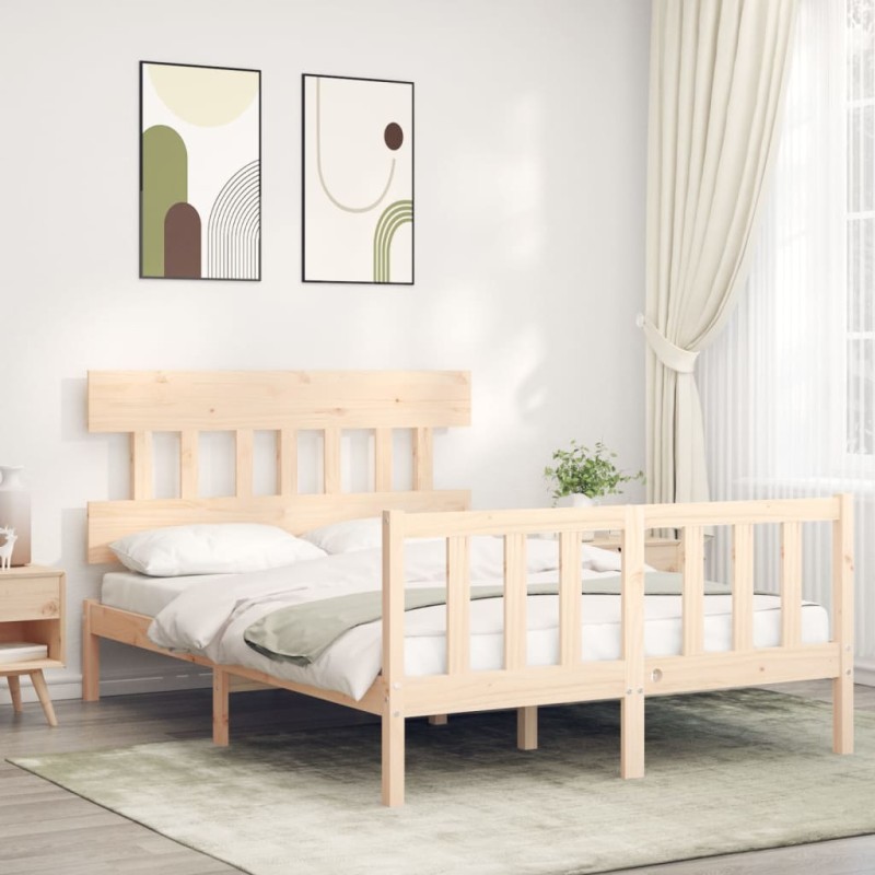 vidaXL Massivholzbett mit Kopfteil 140x190 cm vidaXL Massivholzbett mit Kopfteil 140x190 cm