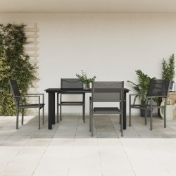 vidaXL 5-tlg. Garten-Essgruppe Schwarz Stahl und Textilene