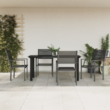 vidaXL 5-tlg. Garten-Essgruppe Schwarz Stahl und Textilene