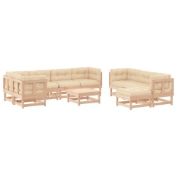 vidaXL 10-tlg. Garten-Lounge-Set mit Kissen Massivholz