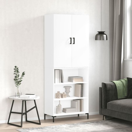 Highboard Hochglanz-Weiß 69,5x34x180 cm Holzwerkstoff