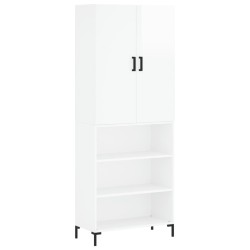Highboard Hochglanz-Weiß 69,5x34x180 cm Holzwerkstoff