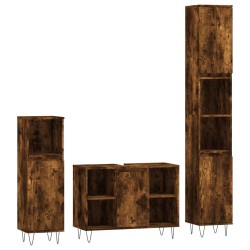 vidaXL 3-tlg. Badmöbel-Set Räuchereiche Holzwerkstoff