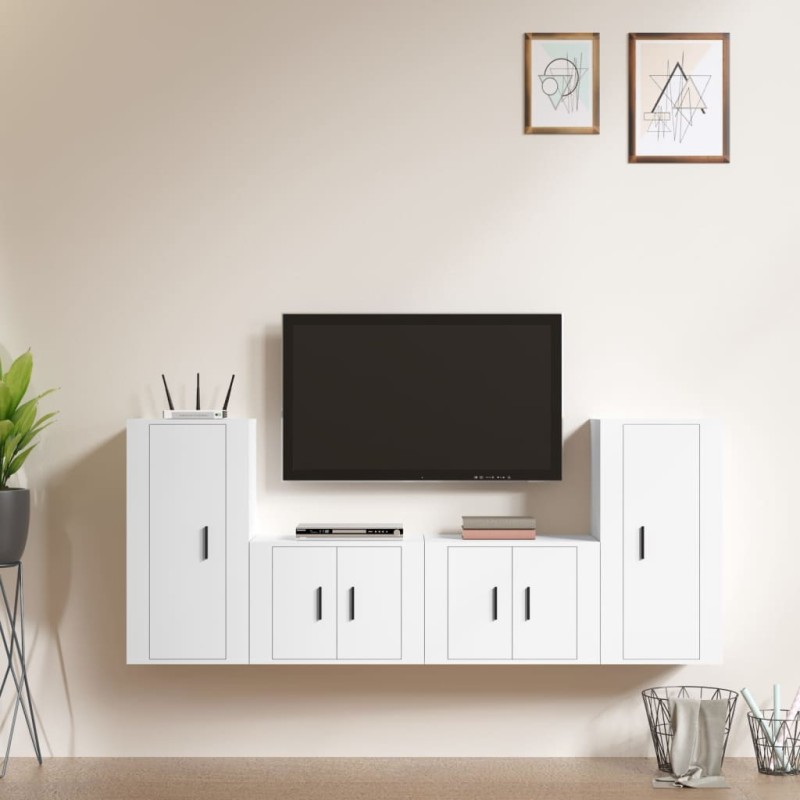 vidaXL 4-tlg. TV-Schrank-Set Weiß Holzwerkstoff vidaXL 4-tlg. TV-Schrank-Set Weiß Holzwerkstoff