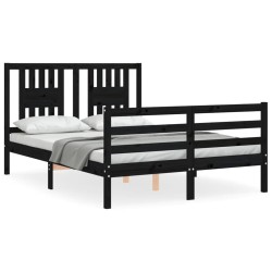 vidaXL Massivholzbett mit Kopfteil Schwarz 140x200 cm