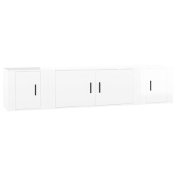 vidaXL 3-tlg. TV-Schrank-Set Hochglanz-Weiß Holzwerkstoff