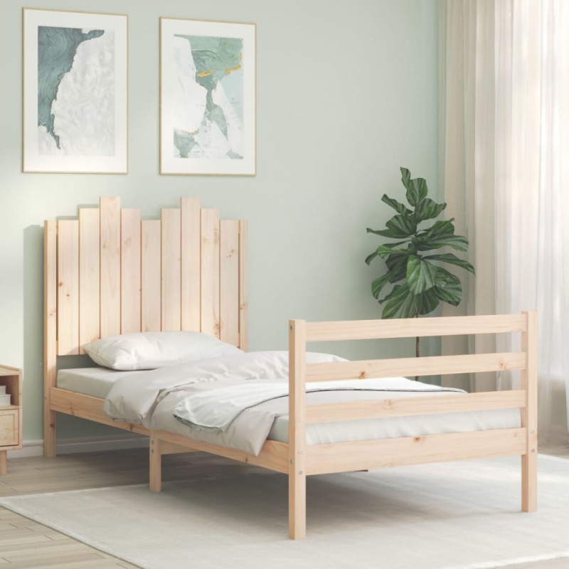 vidaXL Massivholzbett mit Kopfteil 90x200 cm vidaXL Massivholzbett mit Kopfteil 90x200 cm
