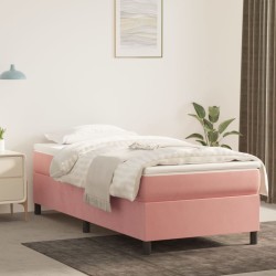 vidaXL Boxspringbett mit Matratze Rosa 90x190 cm Samt