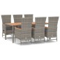vidaXL 7-tlg. Garten-Essgruppe mit Kissen Grau Poly Rattan vidaXL 7-tlg. Garten-Essgruppe mit Kissen Grau Poly Rattan